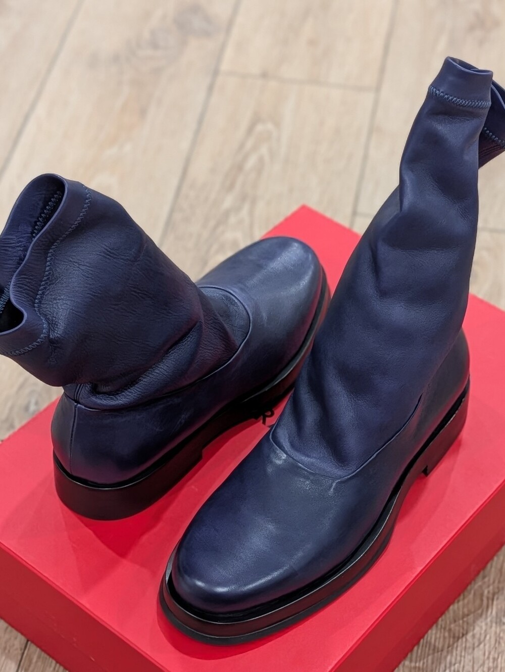 $1650 Mens Salvatore Ferragamo "Furseo" Leather Sock Boots Midnight US 9 E